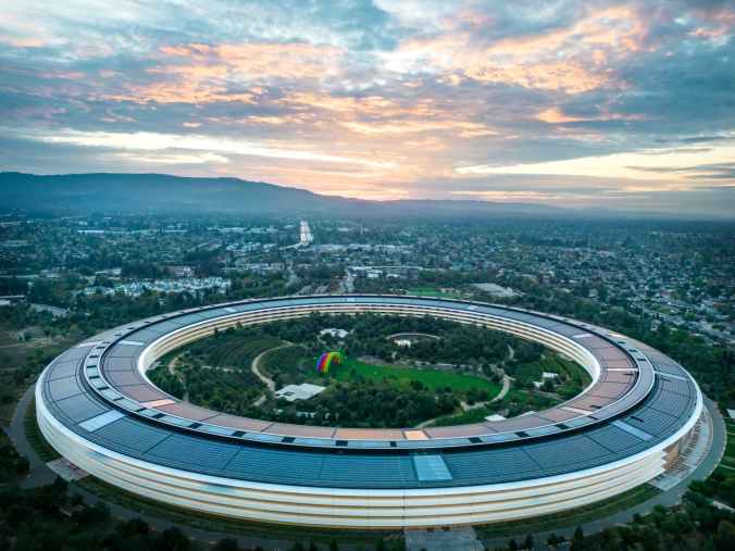 an aerial shot of the apple park in california