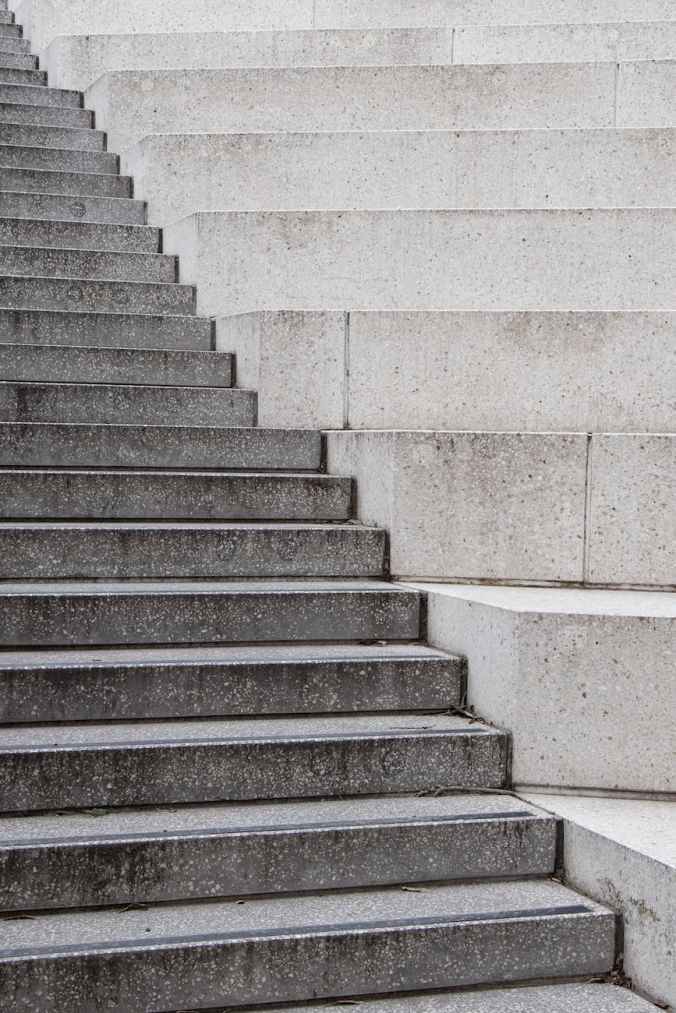 gray and white concrete staircase